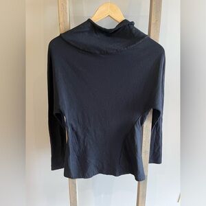 Matthildur black long-sleeved cowl neck top.